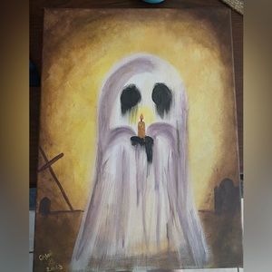 Custom Halloween Graveyard Ghost Painting